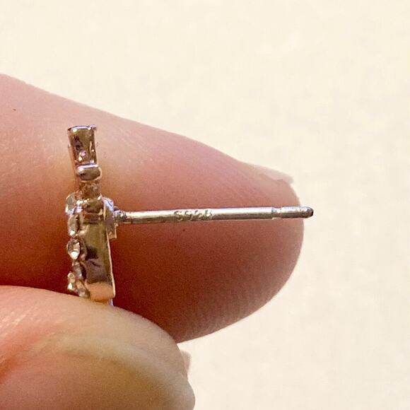 Rose Gold Plated Rhinestone Reindeer Earring Pair - Picture 7 of 8